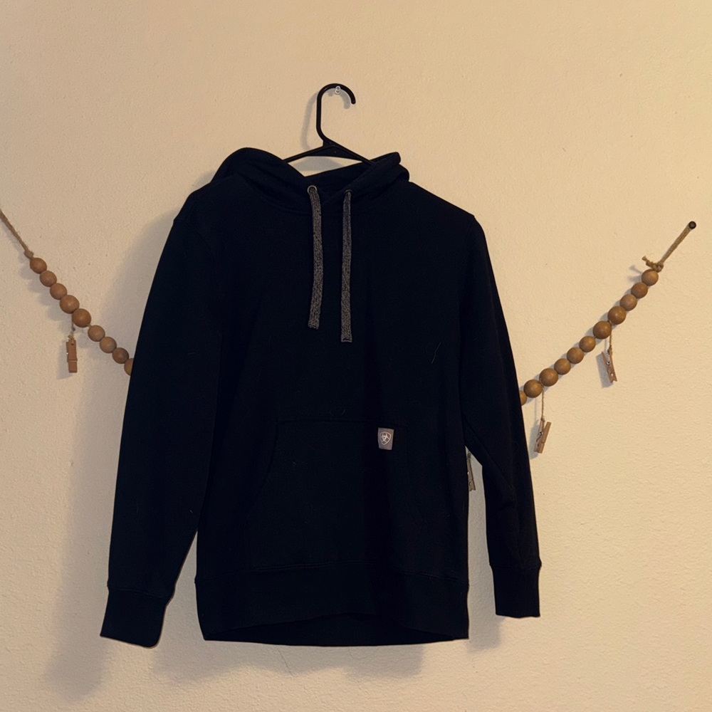 Ariat Women’s Black Rebar Hoodie with Purple Logo on Sleeve